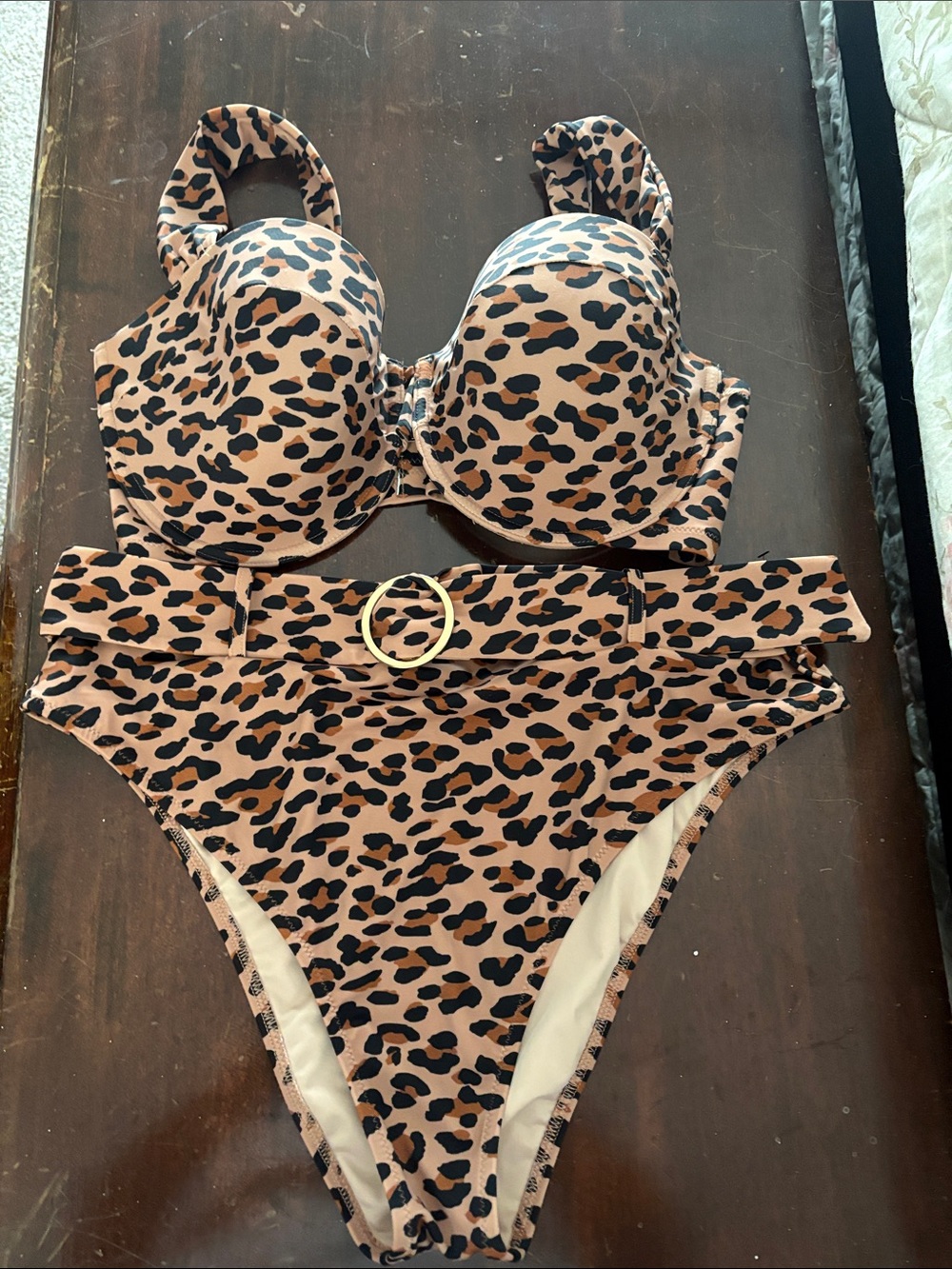 Shade & Shore Leopard-Print Bikini in Beige and Black